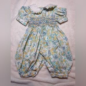 Source Unknown Floral Kids One Piece - Yellow and Blue